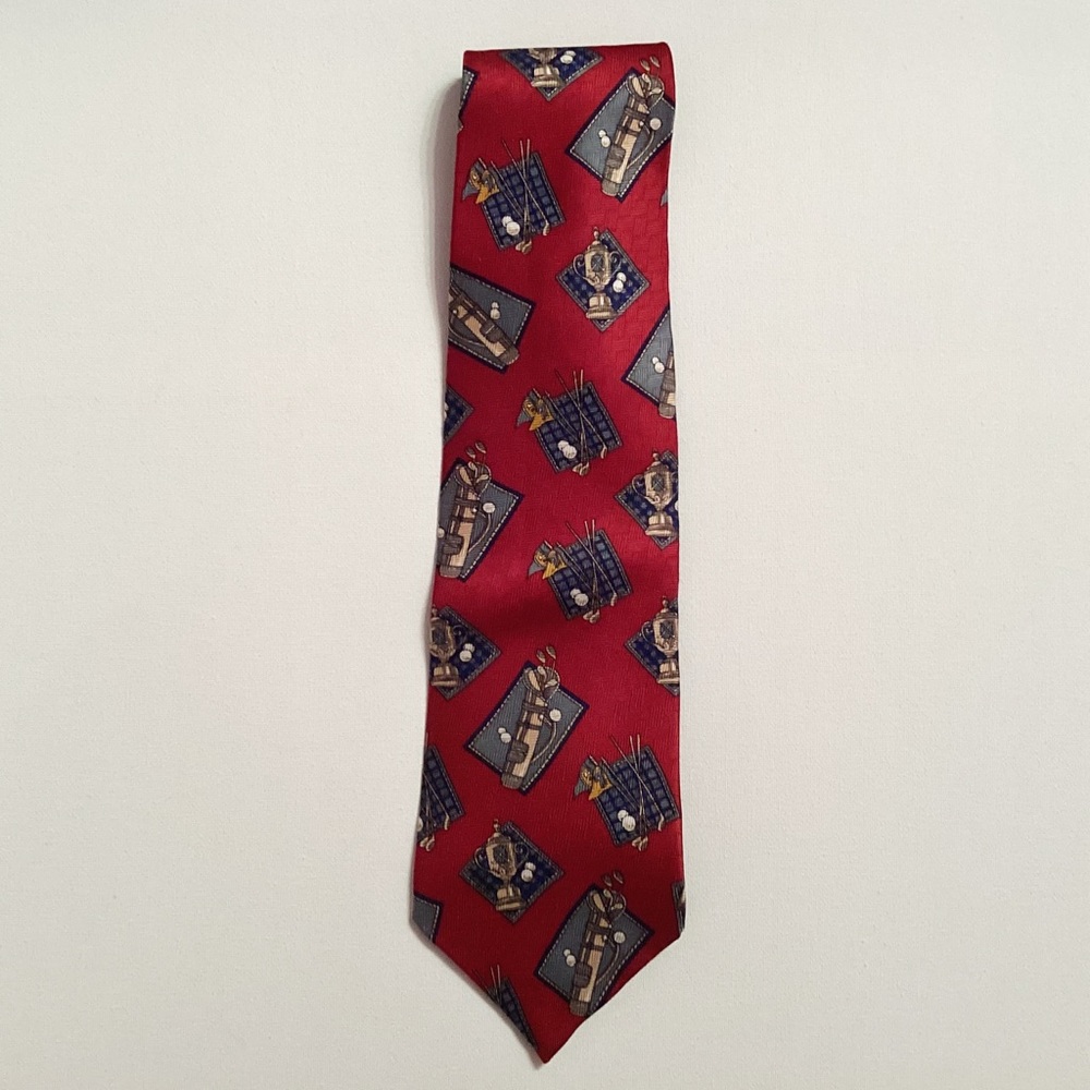 4/$15 🌻 FN Red Golf Patterned Neck Tie